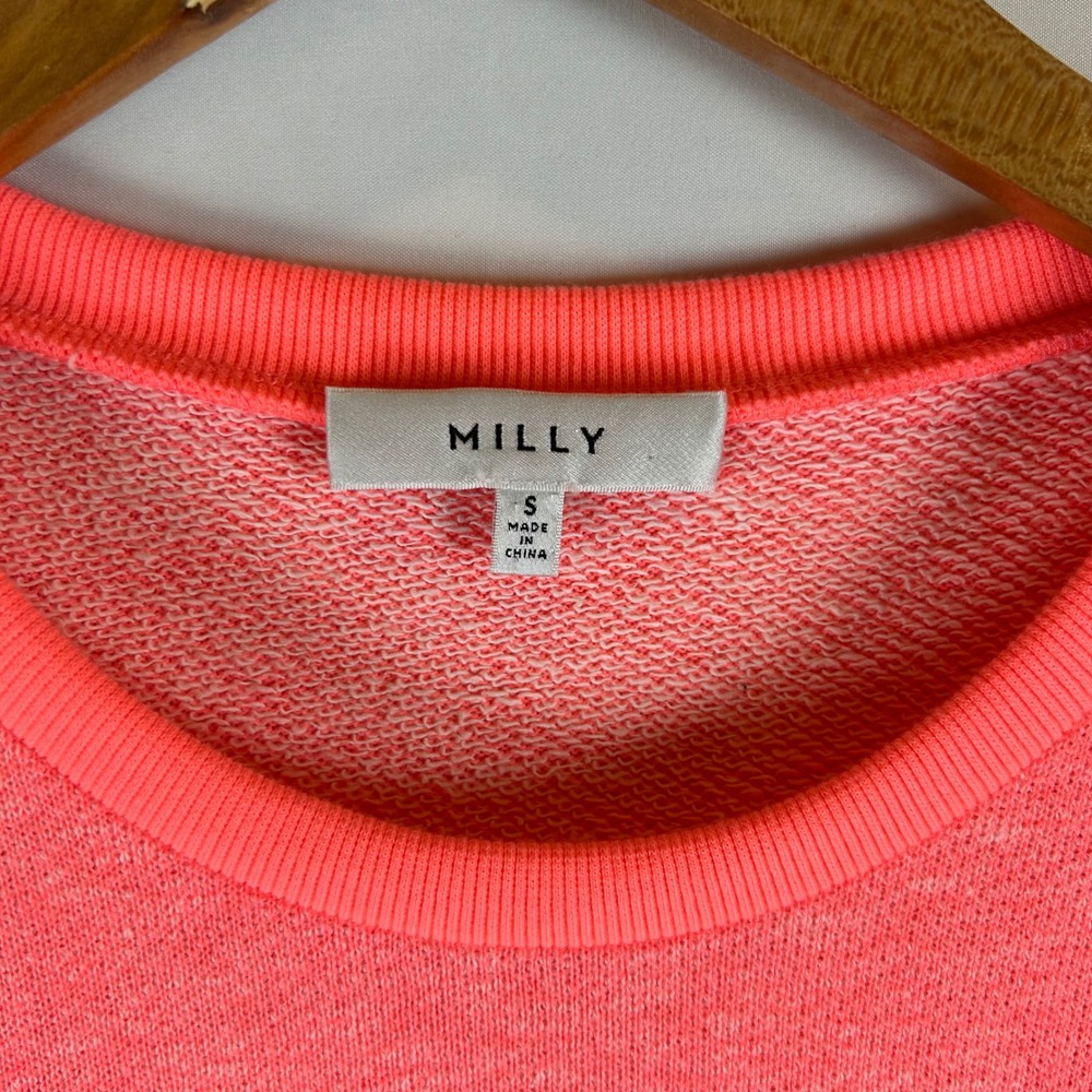 Milly Womens Neon Pink Influencer Pearl Embellished French Terry Sweatshirt S - Picture 3 of 9